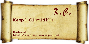 Kempf Ciprián névjegykártya
